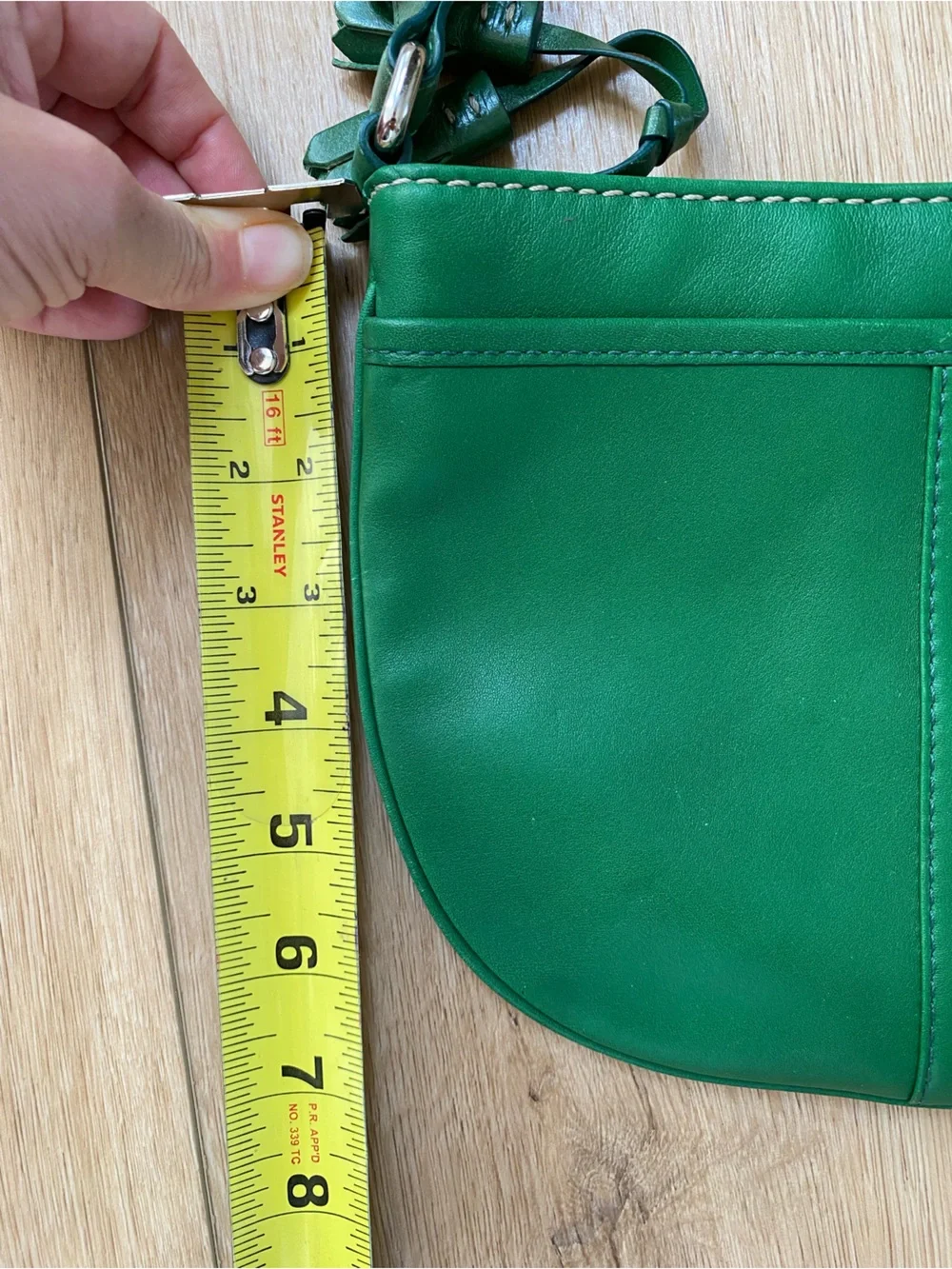 Coach Green Leather Crossbody Bag with Tassels